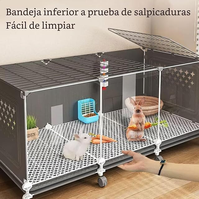 Foto 3 de 6 de YLEPHNE Jaula para Conejos de Interior, Jaulas para Cobayas, Parte Delantera Transparente