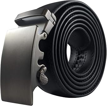 BESTA Mens Ratchet Belt, Real Leather Strap with Automatic Slide Buckle, Adjustable Dress Belt in Gift Box