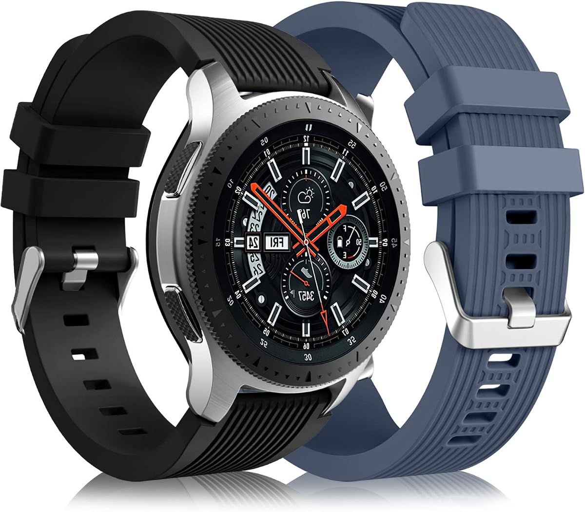 Lerobo for Galaxy Watch 3 45m Galaxy Watch 46mm Gear S3 Band | 22mm Sport Silicone Band for Men Women Compatible with Samsung Galaxy Watch/Gear S3 Frontier Classic, 2 Pack, Black/Blue Gray