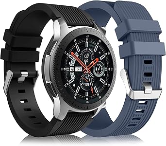 Lerobo [2 Pack Band Compatible with Samsung Galaxy Watch 3 45mm/Galaxy Watch 46mm Bands/Gear S3 Frontier, 22mm Smart Watch Band Silicone Casual Straps Accessories for Women Men Black/Blue Gray