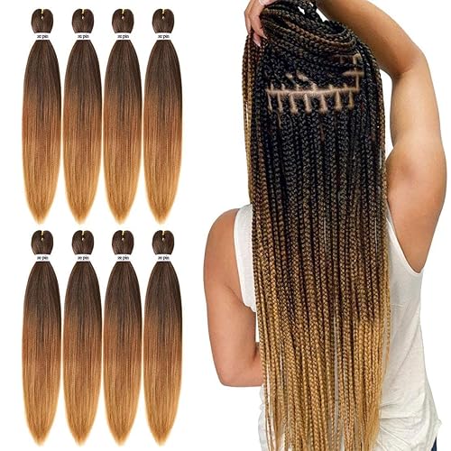 Miniatura 1 de Cabello trenzado preestirado de 26 pulgadas, 8 paquetes de cabello profesional suave Yaki para trenzas, ajuste de agua caliente, extensiones de