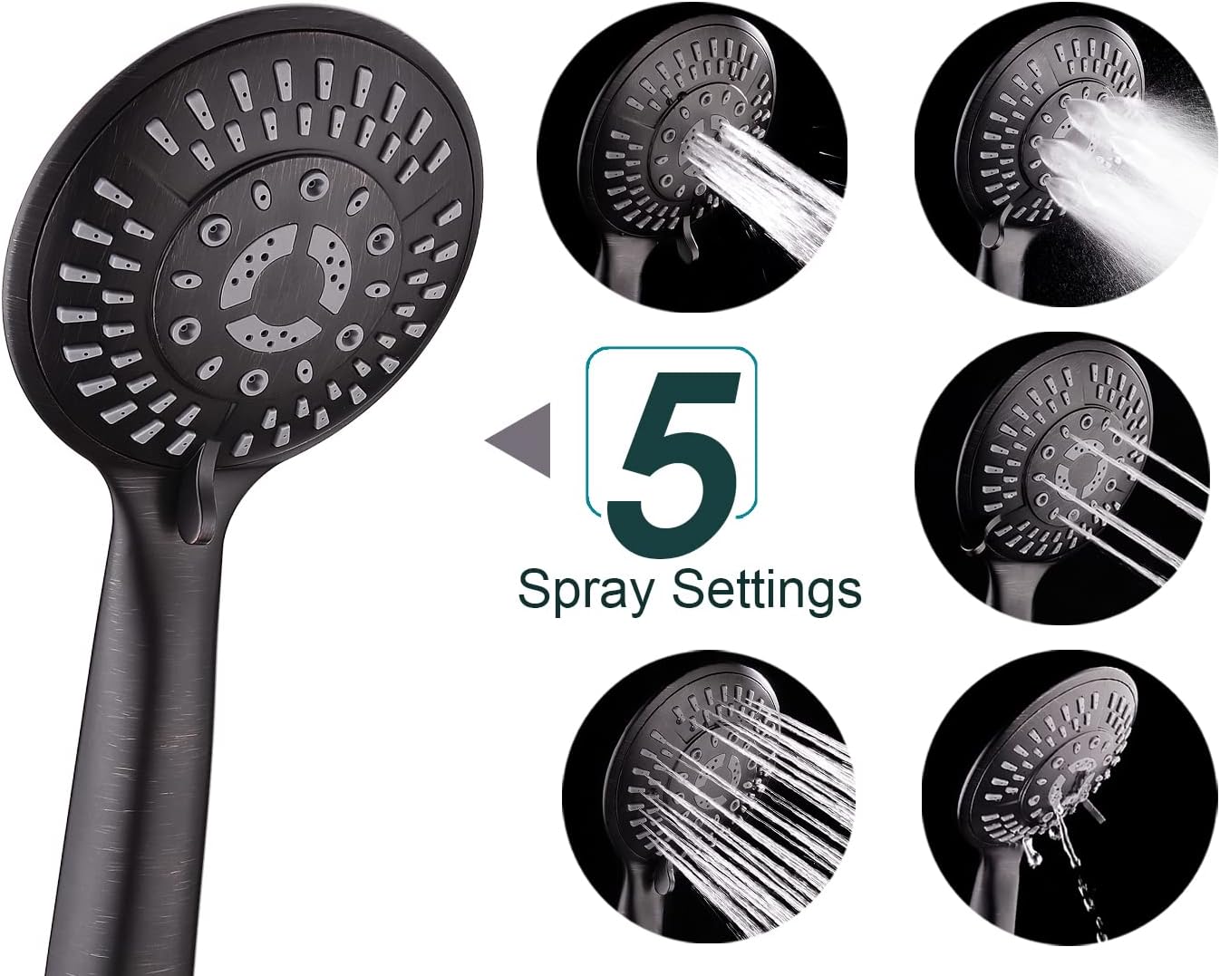 BRIGHT SHOWERS Rain Shower Heads System Including Rainfall Shower Head and Handheld Shower Head with Height Adjustable Holder, Solid Brass Rail and 60 Inch Long Stainless Steel Shower Hose