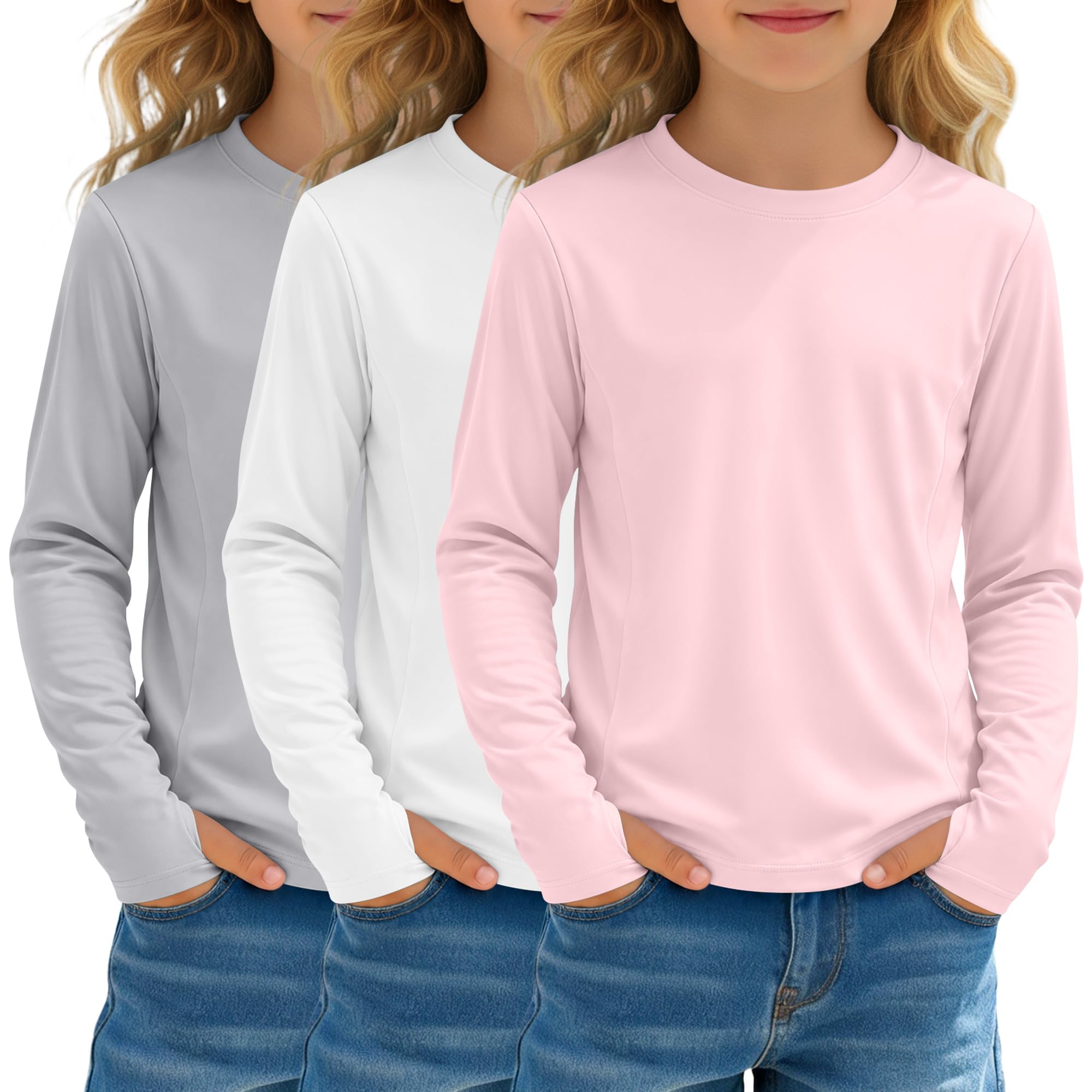 3 Pack Girls' UPF 50+ Rash Guard
