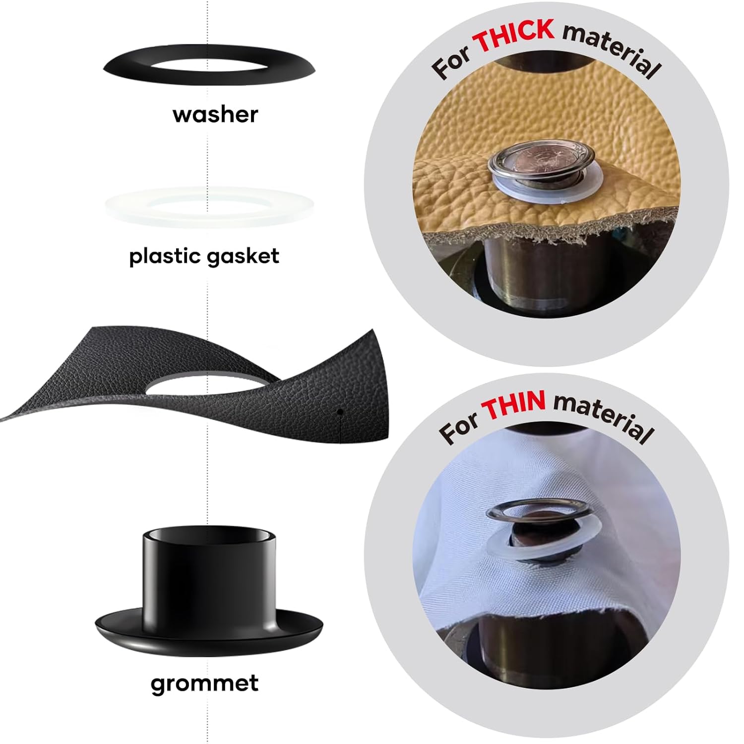 Grommets 5/8" inch.RUSTPROOF Solid Brass Eyelets Refill for Grommet Tool. Use for Clothes Fabric Canvas Banner.12 Sizes is aviliable(9/16"/15mm/300sets/Black)