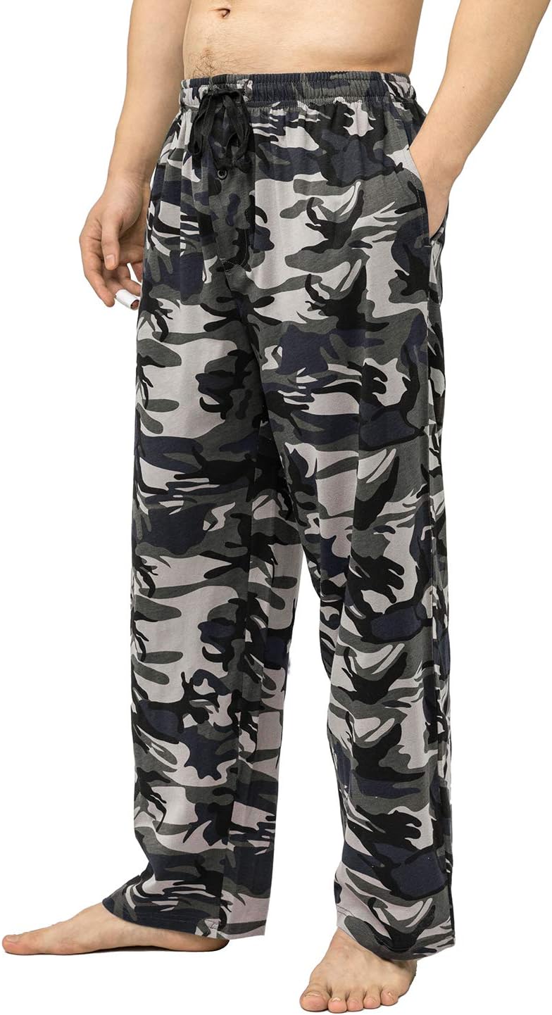 Bintangor Men's Sleep Pajama Pants 100% Cotton Knit Elastic Waistband Lounge Wear Long - Image 2