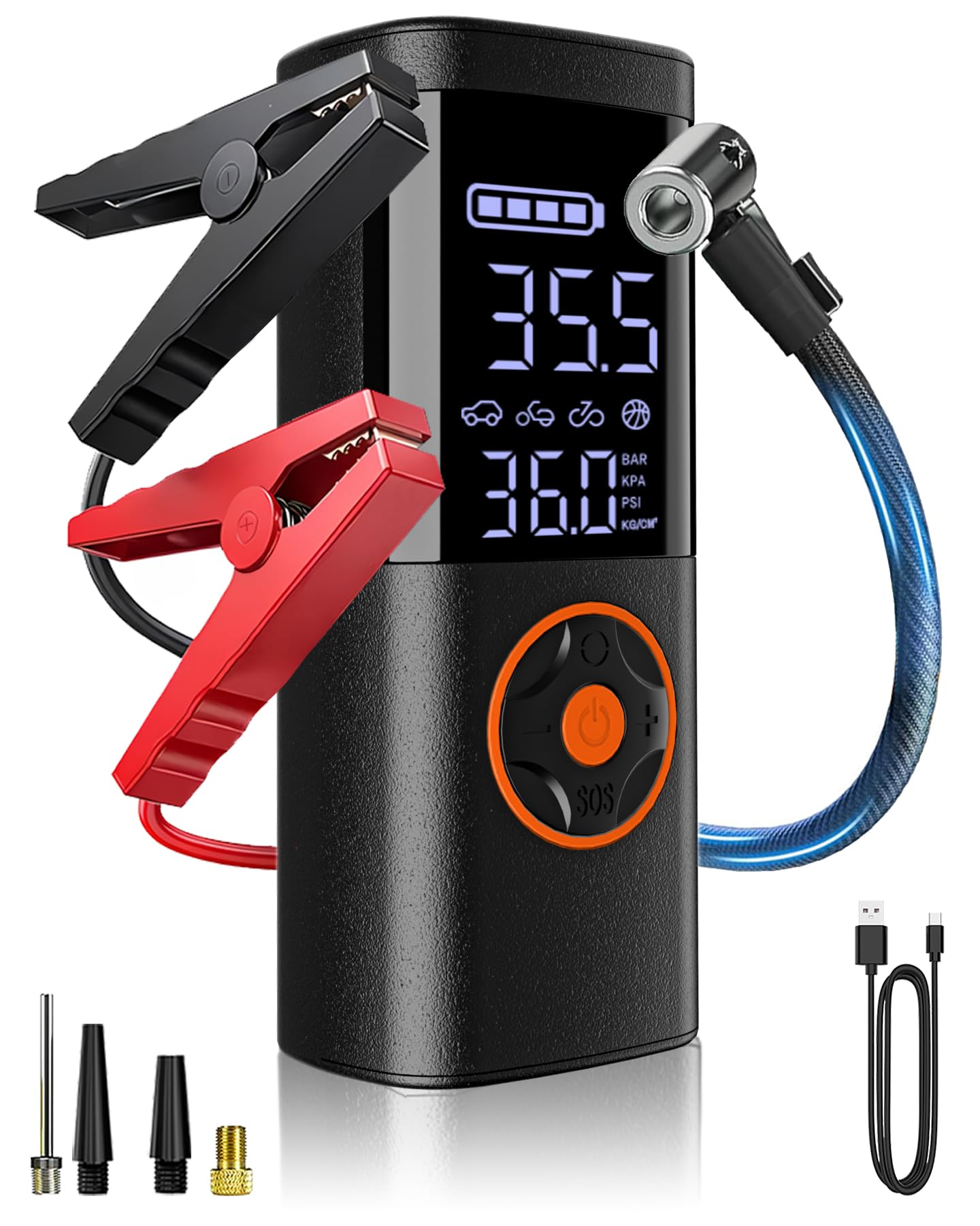 Jump Starter Car Battery Jump Starter LED Display 24000mAh Portable Jump Starter Battery Pack 10L Gas 10L Diesel