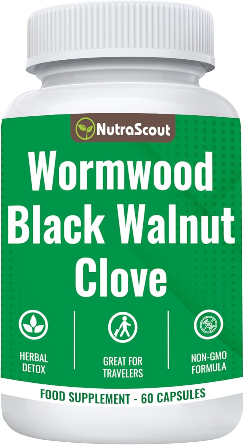 Wormwood Black Walnut and Clove Detox Cleanse for Humans | Gut, Colon & Bowel Guard with Pumpkin Seed & Papaya | Lab Tested, Easy to Swallow & Non-GMO | 60 Capsules