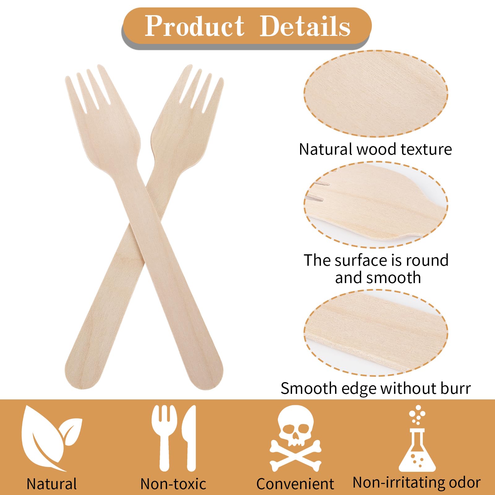 500 forchette usa e getta in legno, forchette in legno, posate usa e getta per cibo, torte, gelati, dessert, mangiare, feste, campeggio, matrimoni, 16 cm