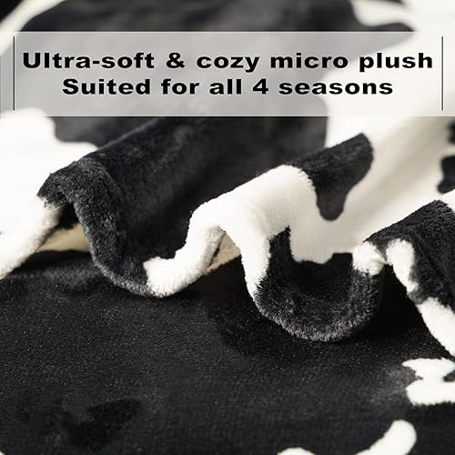 Miniatura 4 de Manta con estampado de vaca, de franela de forro polar suave, ligera, manta de felpa cálida y bonita manta de vaca para dormitorio, sala de estar,