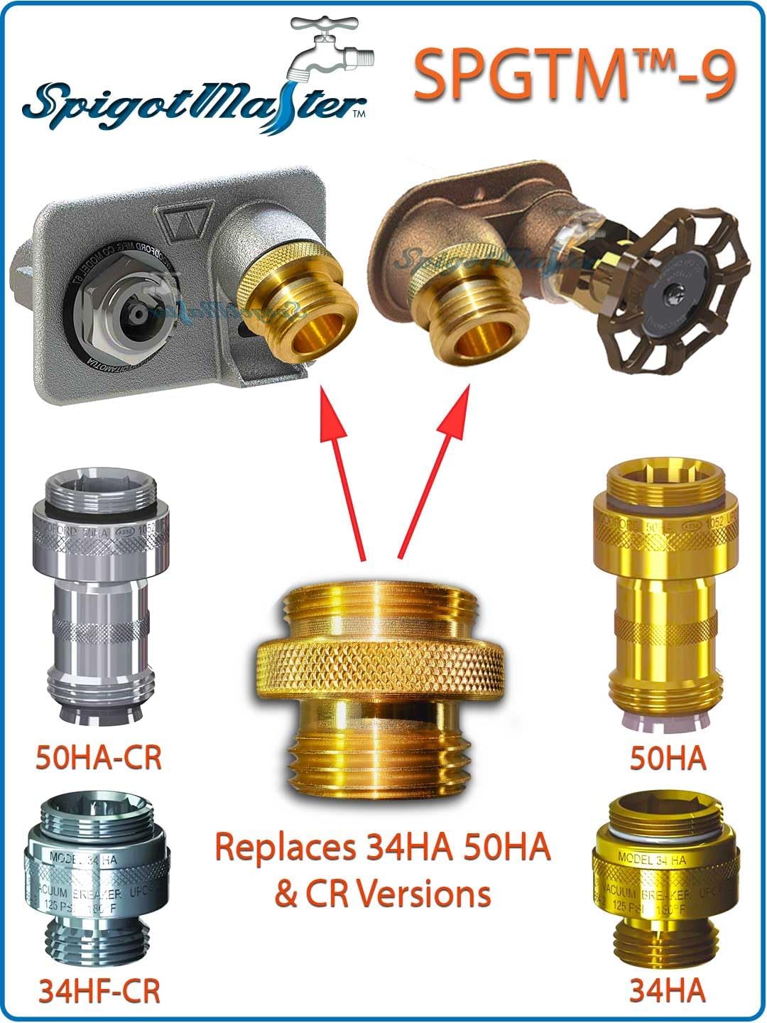 2 Pack: Spigotmaster SPGTM-9 ~Woodford Hose Bibb Adapter Replaces 34HA & 50HF with a Straight-Through Connector for frost free Spigots, sillcocks & Wall/Yard hydrant Models 22/25/27/65/67/etc