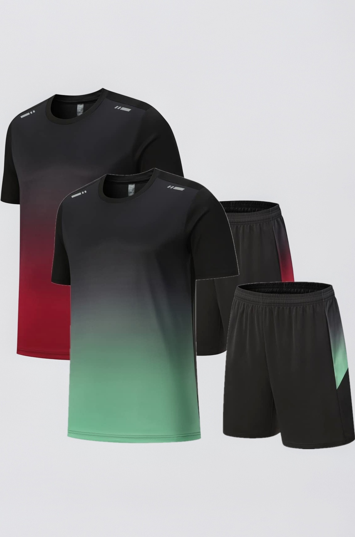 OPALOS Men Active Quick Dry Crew Neck T Shirts and Shorts Set Athletic Running Gym Workout Short