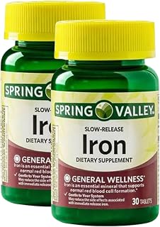 Iron Slow Release 45 mg – 30 Tablets, Gentle Iron Supplement for Women and Men, Iron Tablets Vegetarian Formula, Daily Mineral Supplement (Pack of 2)