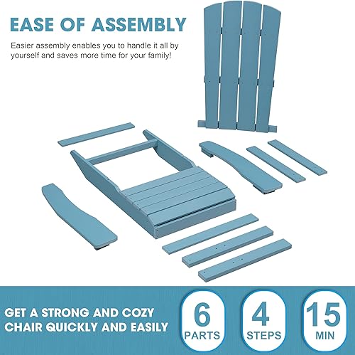 Miniatura 7 de Aok Garden Adirondack - Juego de 2 sillas de plástico HIPS resistentes a la intemperie, modernas sillas de exterior Adorondic de polietileno, silla