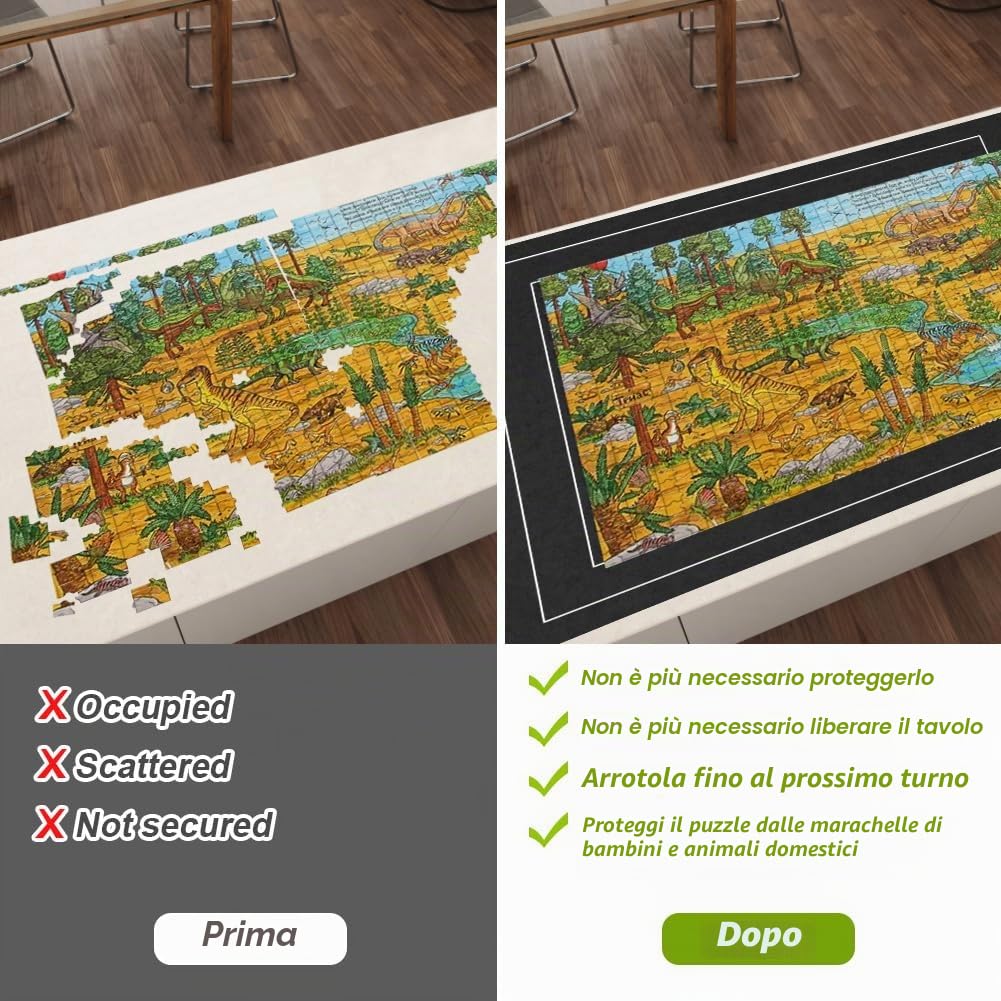Ainiv Tappeto Puzzle 3000 Pz, Feltro, Nero | Tappetino puzzle portatile con linee ausiliarie per un massimo di 3000 puzzle pieghevoli in feltro con pompa gonfiabile