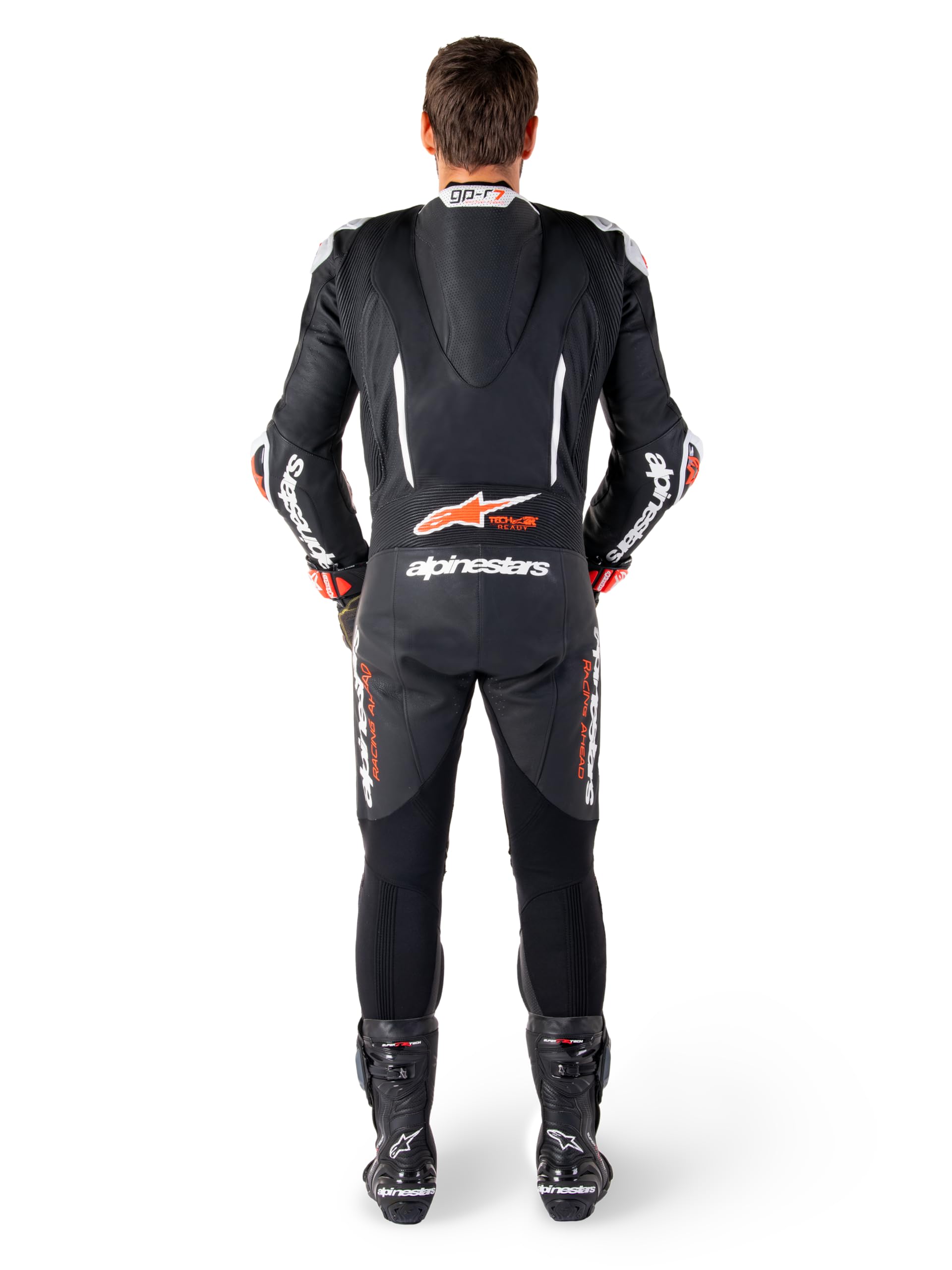 Alpinestars GP-R7 1-częściowy skórzany kombinezon motocyklowy, czarny/biały/neonowy czerwony, 52