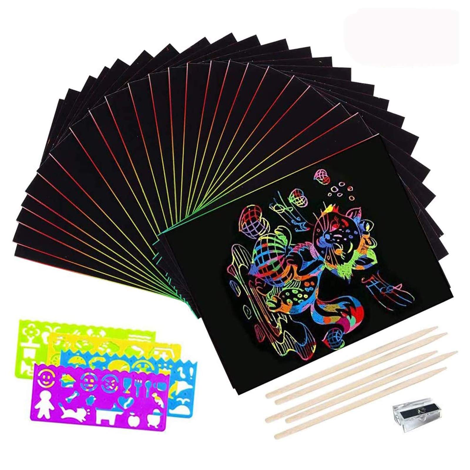 Buy Scratch Art for Kids, Qzc 50 Sheets Rainbow Magic Scratch Paper
