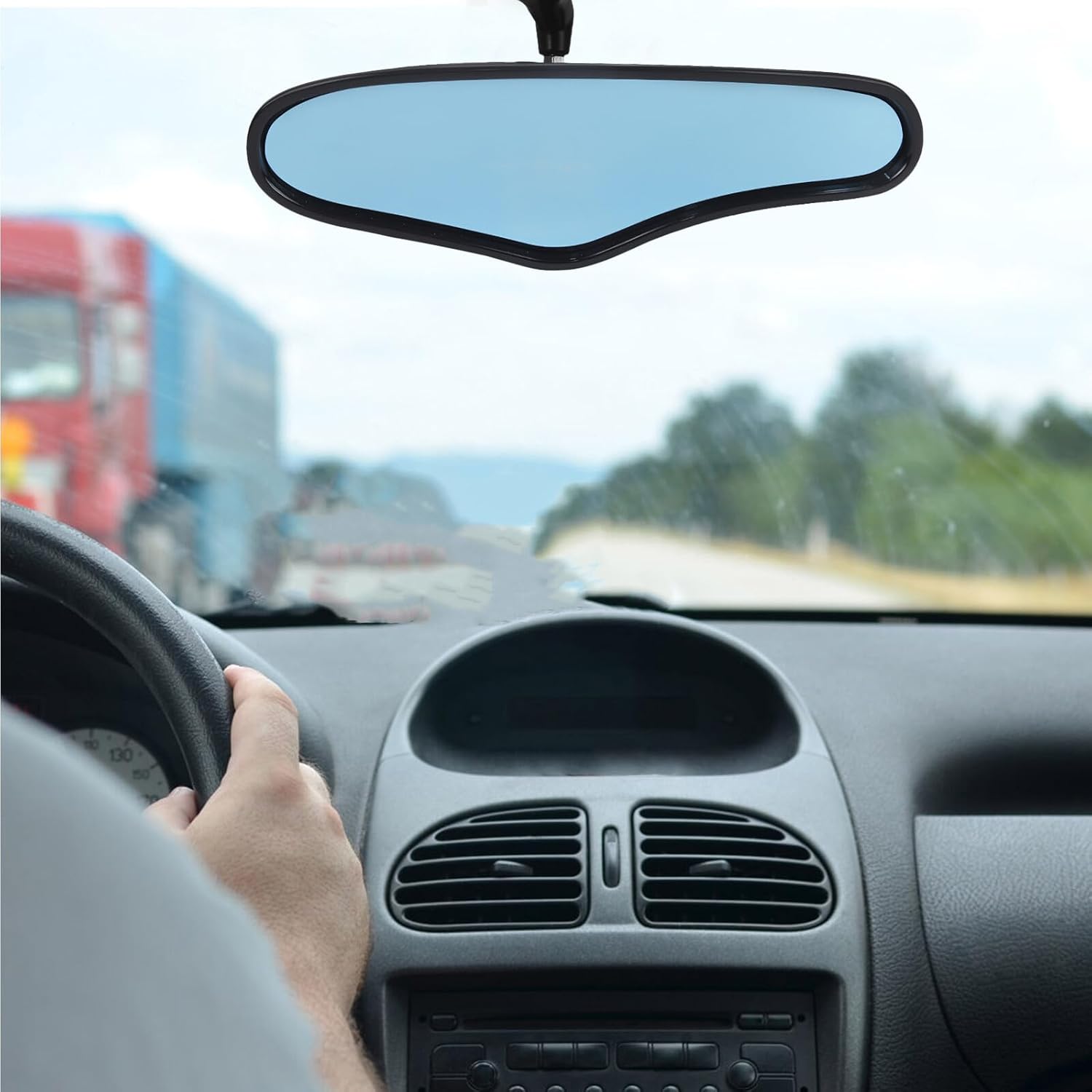 Garneck Car Modified Rearview Mirror with Carbon Fiber Texture Wide Large Interior Backup Mirror for Blindspot Assistance for Vehicles