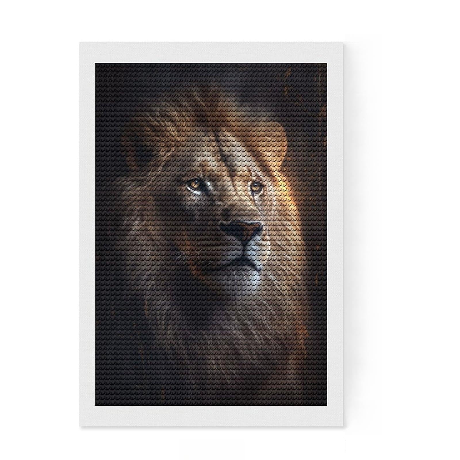 Junmoney Majestic Lion Boss Diamond Painting Kit 8"x12", Holiday Gift Idea, for Beginners, Adhesive Canvas, Bedroom Decor, Stress Relief Craft