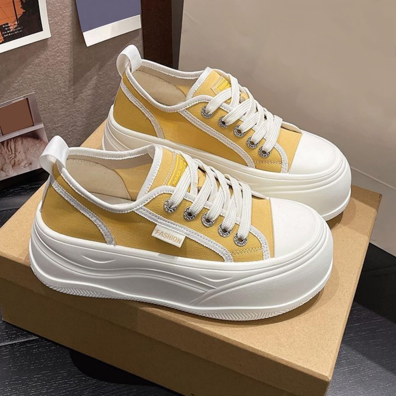 Scarpe da ginnastica da donna, in tela, con lacci, stile casual