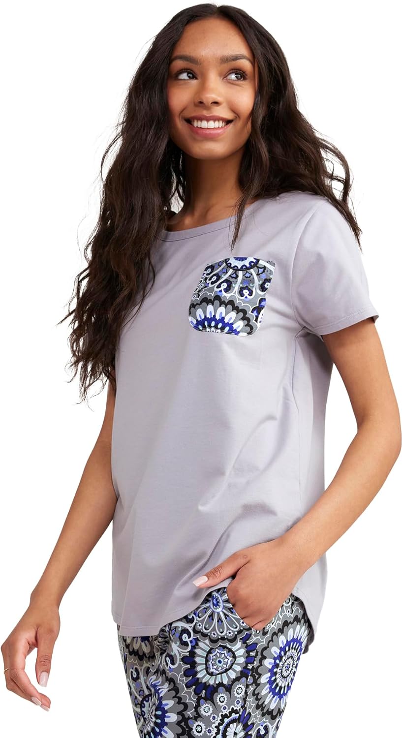 婦人 涼感ＵＶカットクルーネックワイド半袖Ｔシャツ | 無印良品 Vera Bradley レディース [Vera Bradley] パジャマトップス Cotton Short Sleeve Crewneck Pajama T-shir