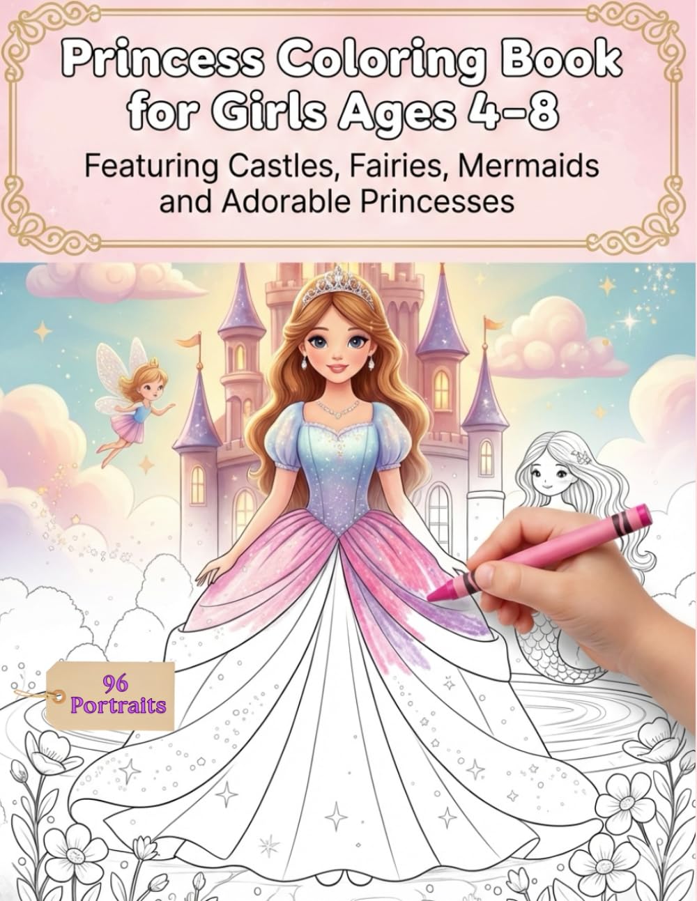Princess Coloring Book for Girls Ages 4–8: Featuring Castles, Fairies, Mermaids, and Adorable Princesses
