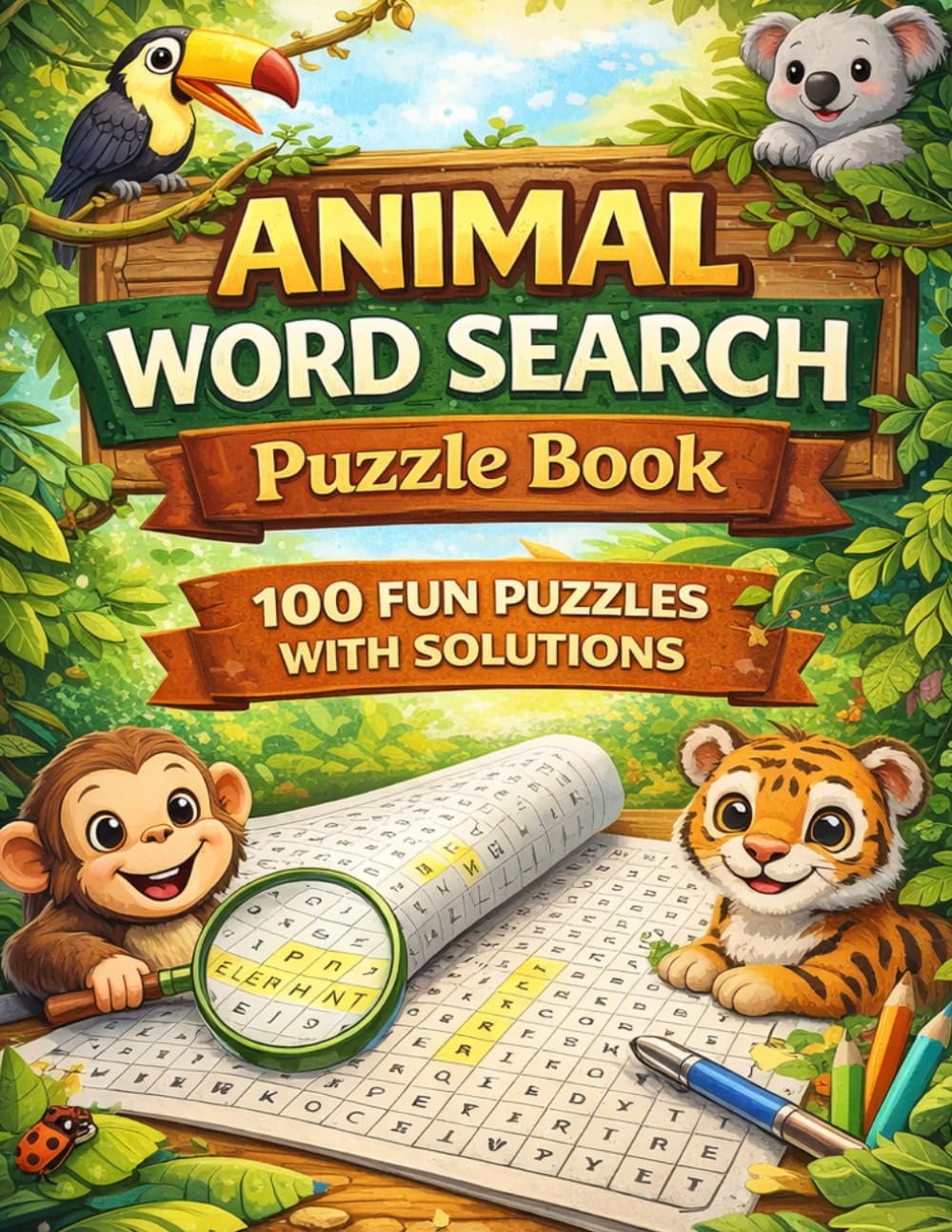 Animal Word Search: 100 Large Print Animal-Themed Word Search Puzzles for Adults, Seniors & Teens | Easy to Medium Difficulty Brain Games for ... Jungle, Ocean & Wildlife Words with Solutions