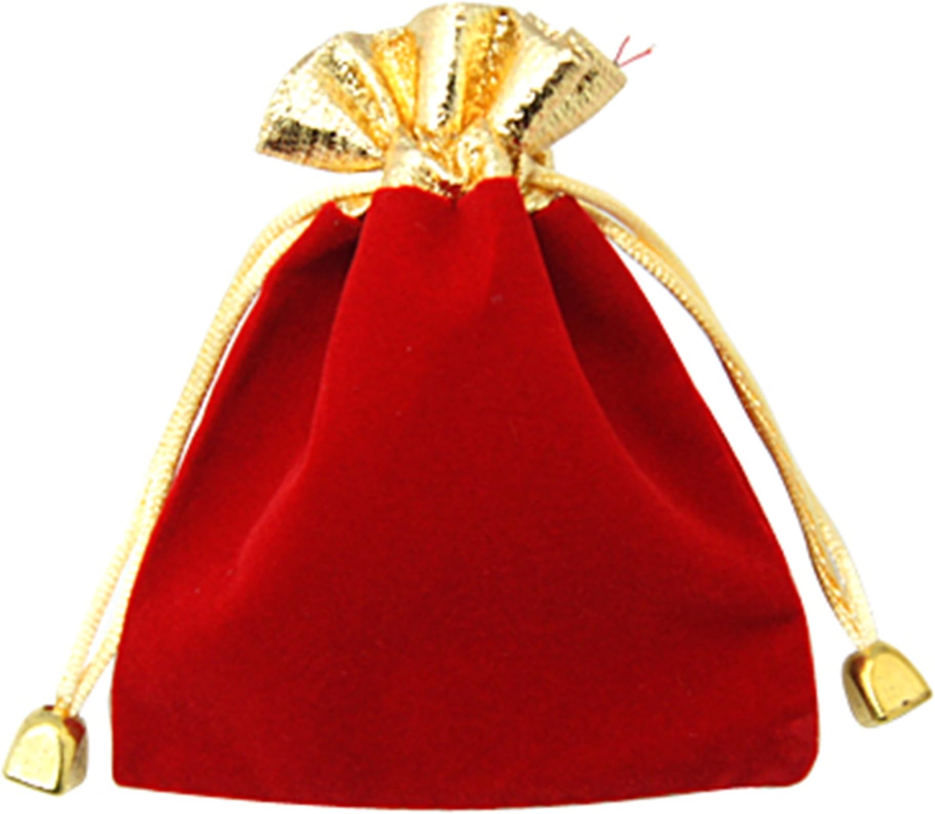 3 Red Velvet Gift Bags Jewellery Pouches 12 x 9 mm With Golden Edge
