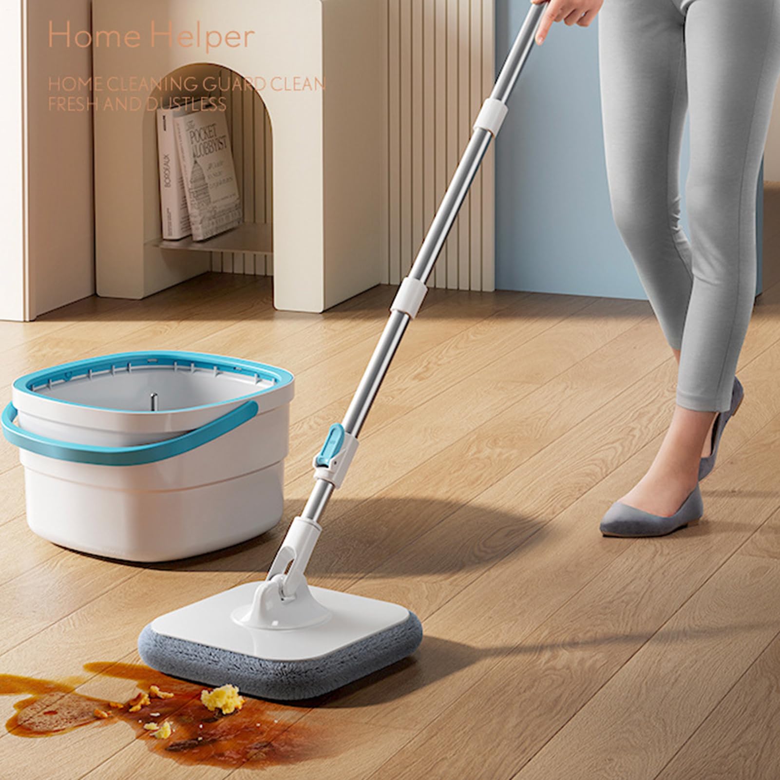 Fregona Y Cubo Utensilios De Limpieza Del Hogar Para Suelos | Juego De Fregona Y Cubo Para Limpieza De Suelos Para Dormitorio, Comedor, Cocina, Baño, Estudio Y Para Suelos De Madera Dura