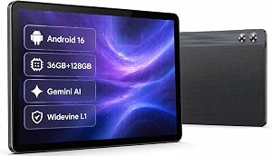 Android Tablet 11 inch with Octa-Core Processor, 36GBRAM+128GB Storage, 7800mAh Large Battery, Gemini AI, 1TB Expandable, 5G/2.4G WiFi, BT 5.4,Dual Camera, Tablet for Study, Business&Entertainment