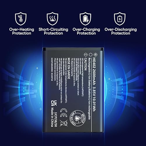 Miniatura 4 de Batería HE402 de 2600 mAh, nueva actualización 2025 de alta capacidad 3.85 V batería de repuesto para AT&T Cingular Flex (ATTEA211101) 1ICP63850