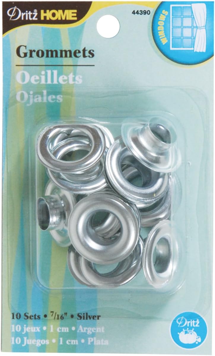Dritz Home 44390 Grommets, 7/16-Inch, Zinc-Plated Brass (10-Sets)
