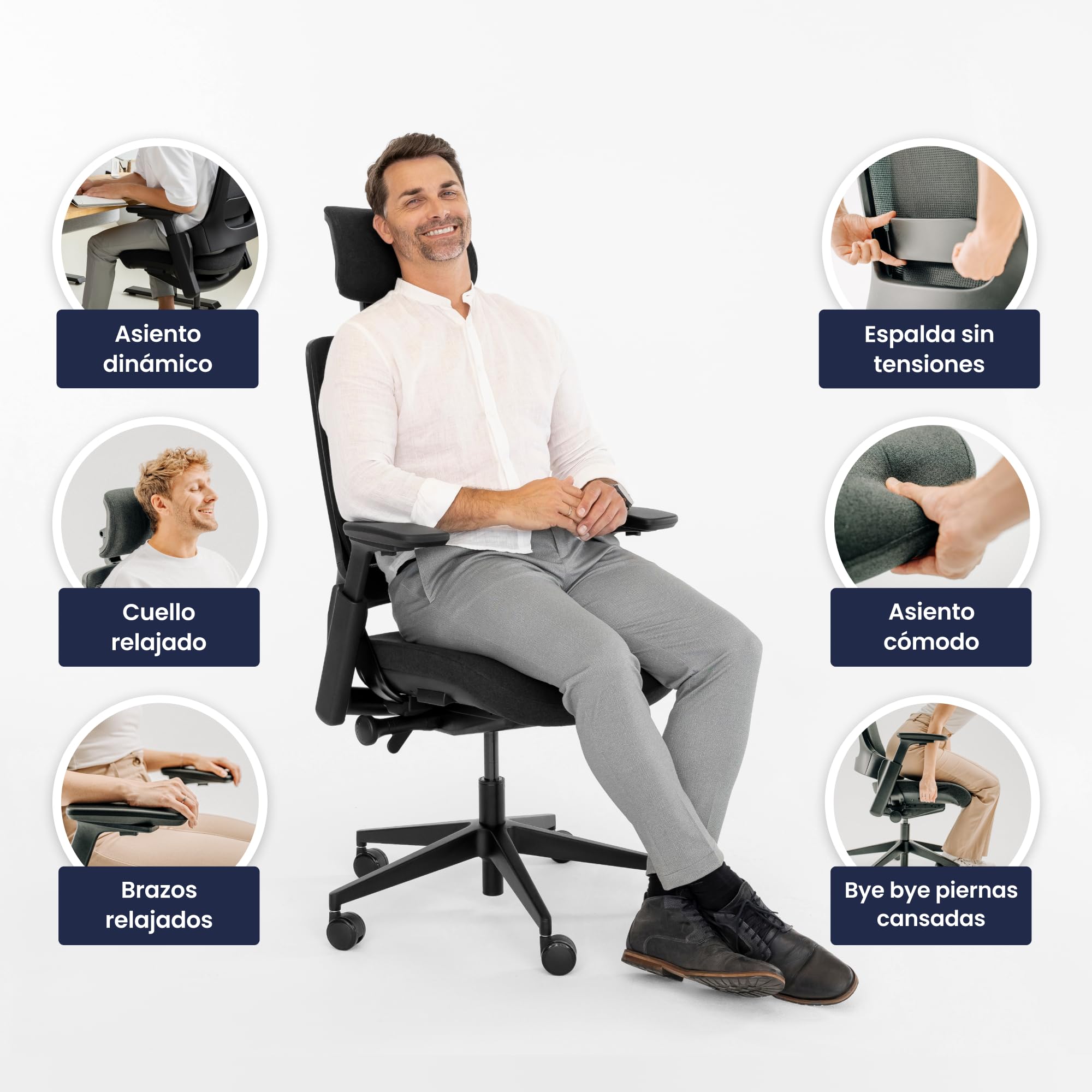Ergotopia NextBack Pro Silla de oficina ergonómica 150 kg – Silla de escritorio ergonómica, silla de oficina ergonómica ganadora de la prueba, 100% ajustable individualmente, silla de gaming, silla de