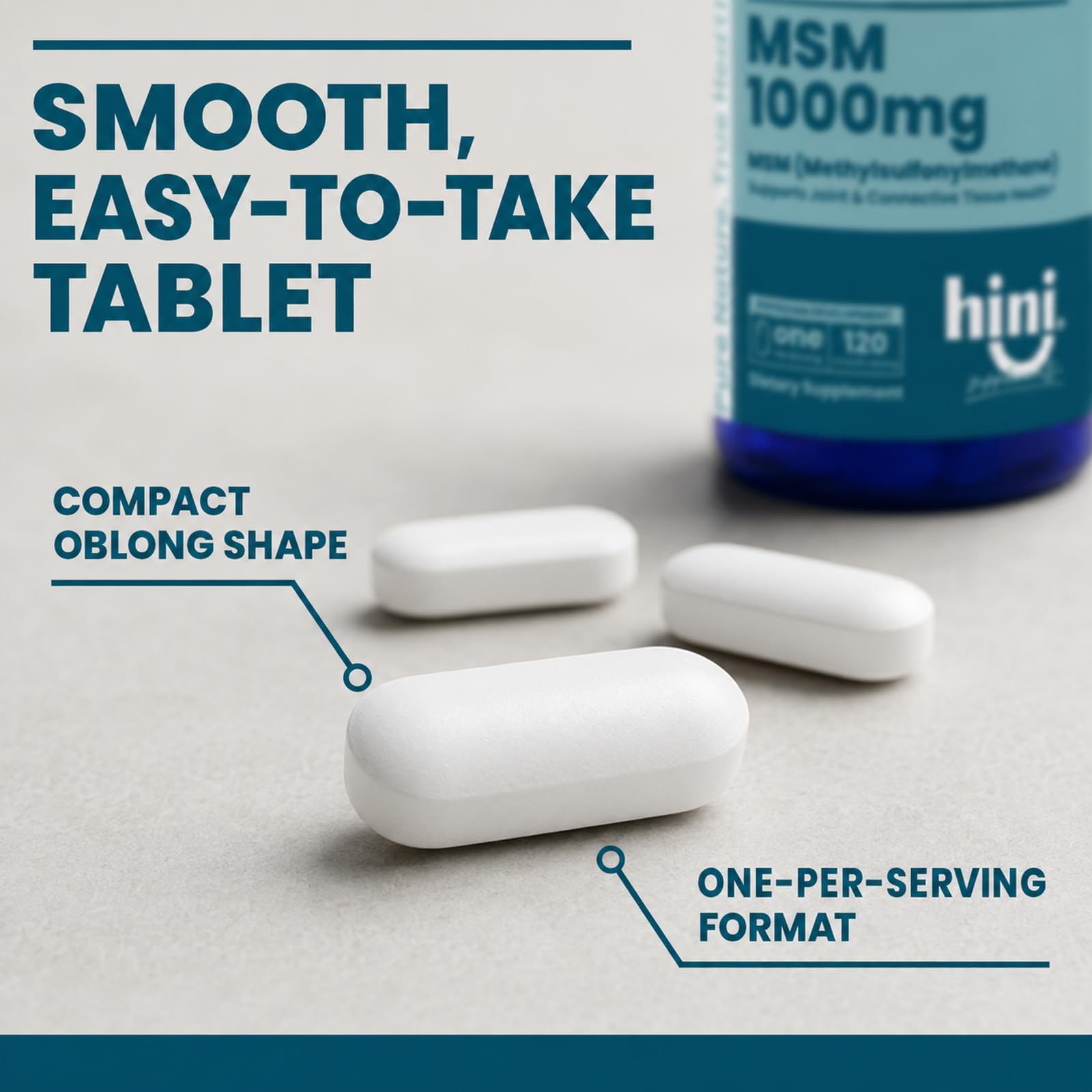 HINI MSM 1000 mg, Joint and Connective Tissue Support, 120 Tablets — Amazon image 6