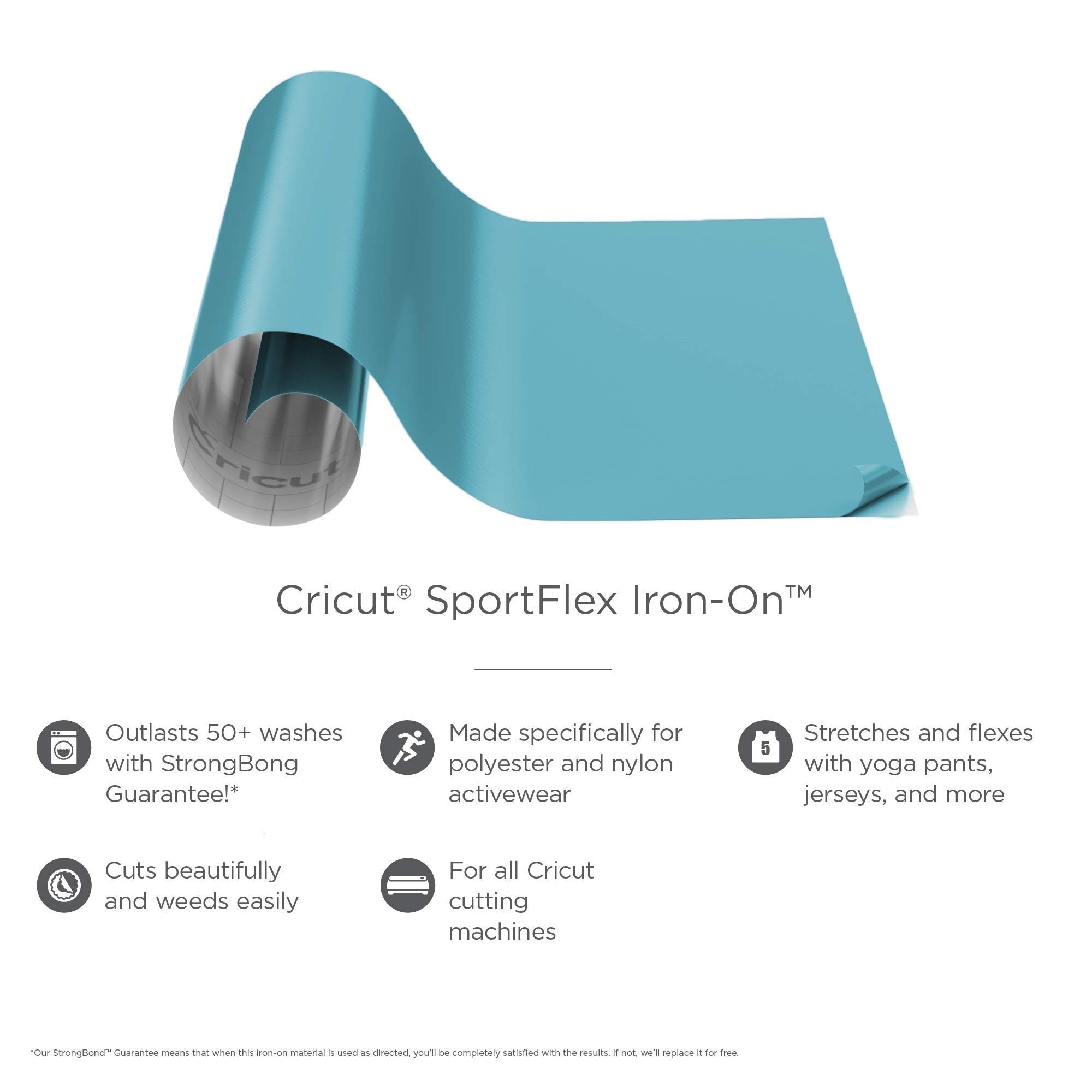 Cricut Iron-On Teal 30,5x61 Cm - Vinile Termoadesivo HTV Per Macchine Da Taglio
