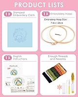 Vista 2 de TINDTOP Kit de Bordado para Principiantes Adultos, Kit de Bordado de Pájaros para Principiantes, Incluye Tela de Bordado Aros Hilos para Amantes