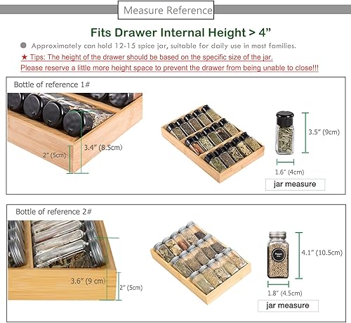 Miniatura 3 de Sansnow Cajón de bambú de 3 niveles para especias, gabinete de cocina de madera, organizador de especias, soporte para tarros de especias, soporte
