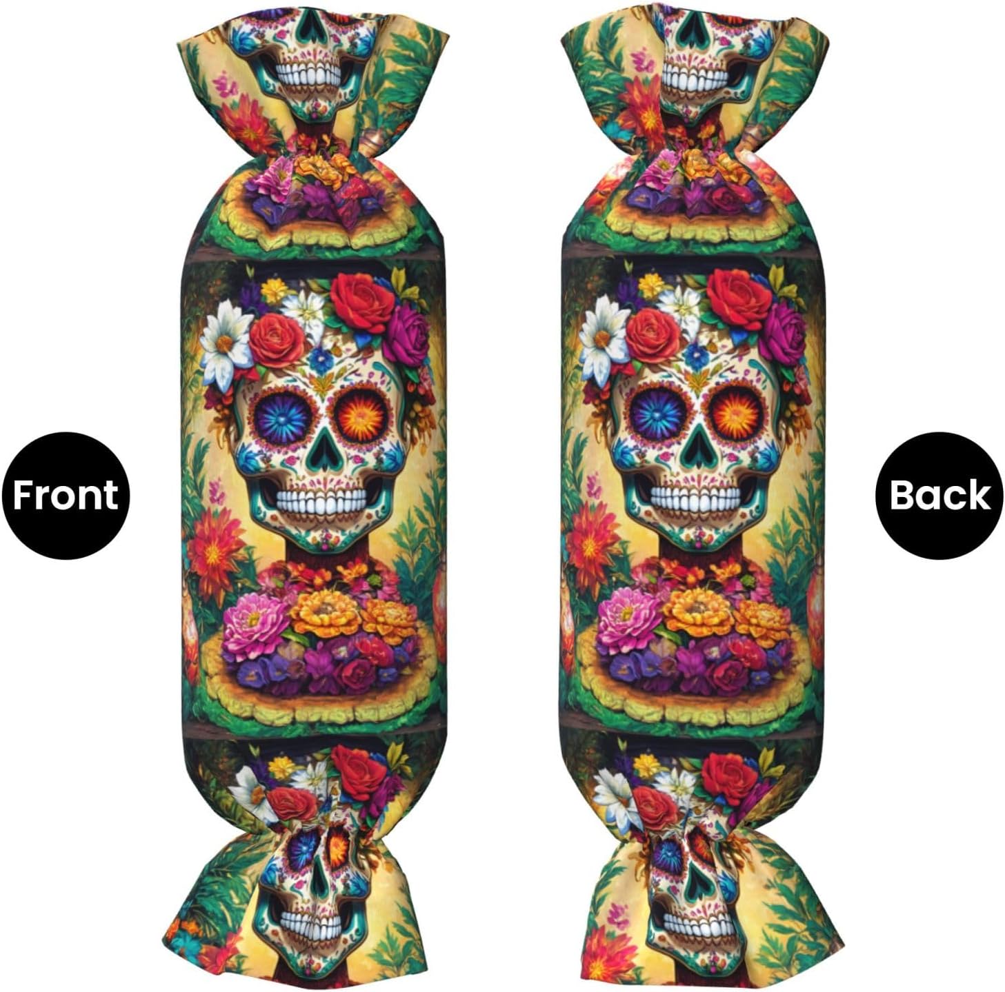Colorful Flower Skulls Print Candy Cylindrical Eco-Friendly Pillow Soft Velvet Living Room Bedroom Travel Decor