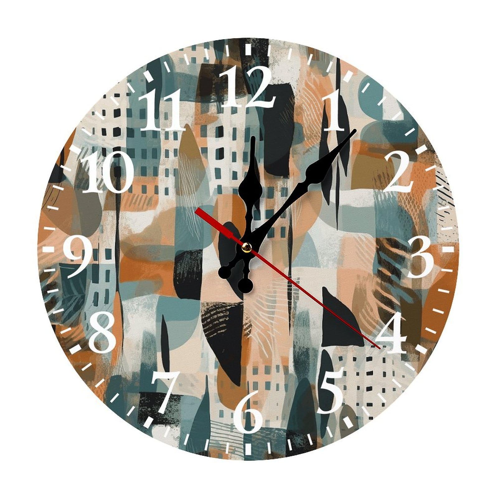 NTVOWPZO 10 Inch Wall Clock Patterns of Different Shapes Battery Operated Wall Clocks Silent Non-Ticking Round Wall Clock for Living Room Kitchen Home Office Wall Decorative Clock