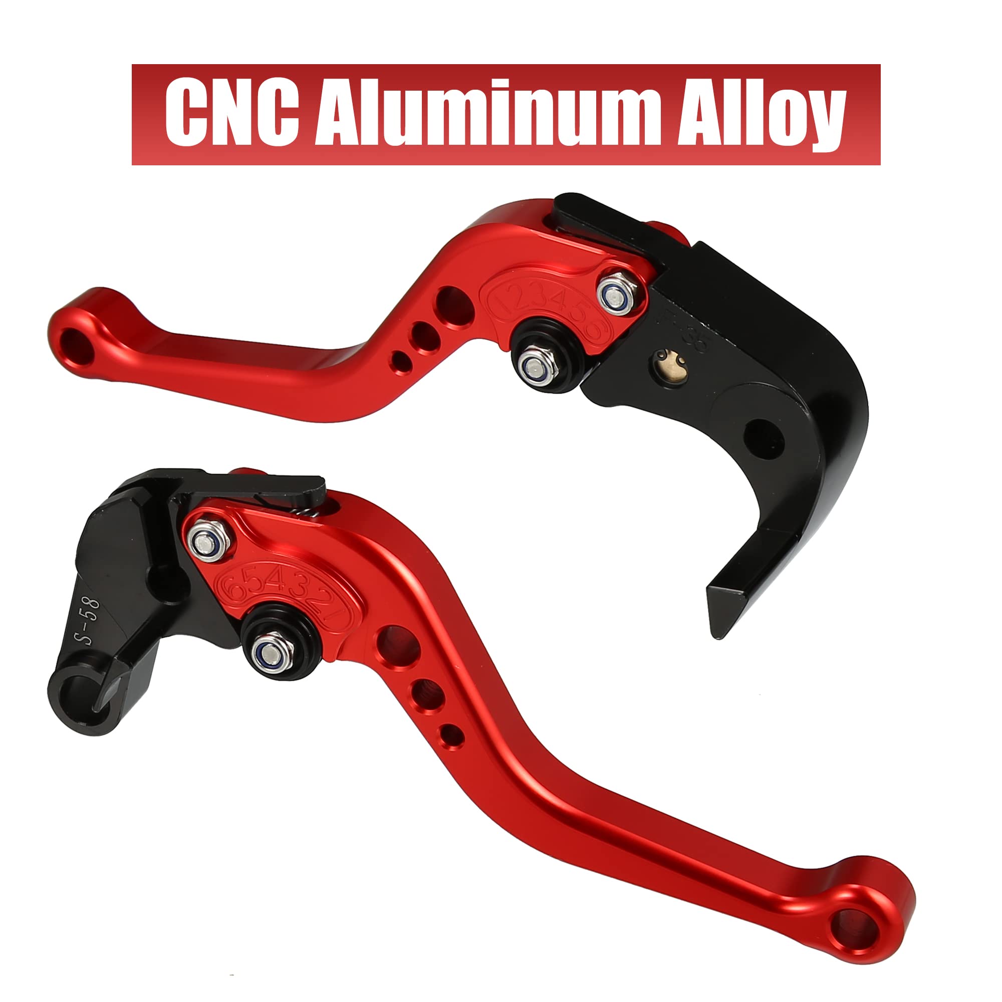 X AUTOHAUX 1 Par Moto Freno Embrague Manetas Plegables CNC para Suzuki Rojo