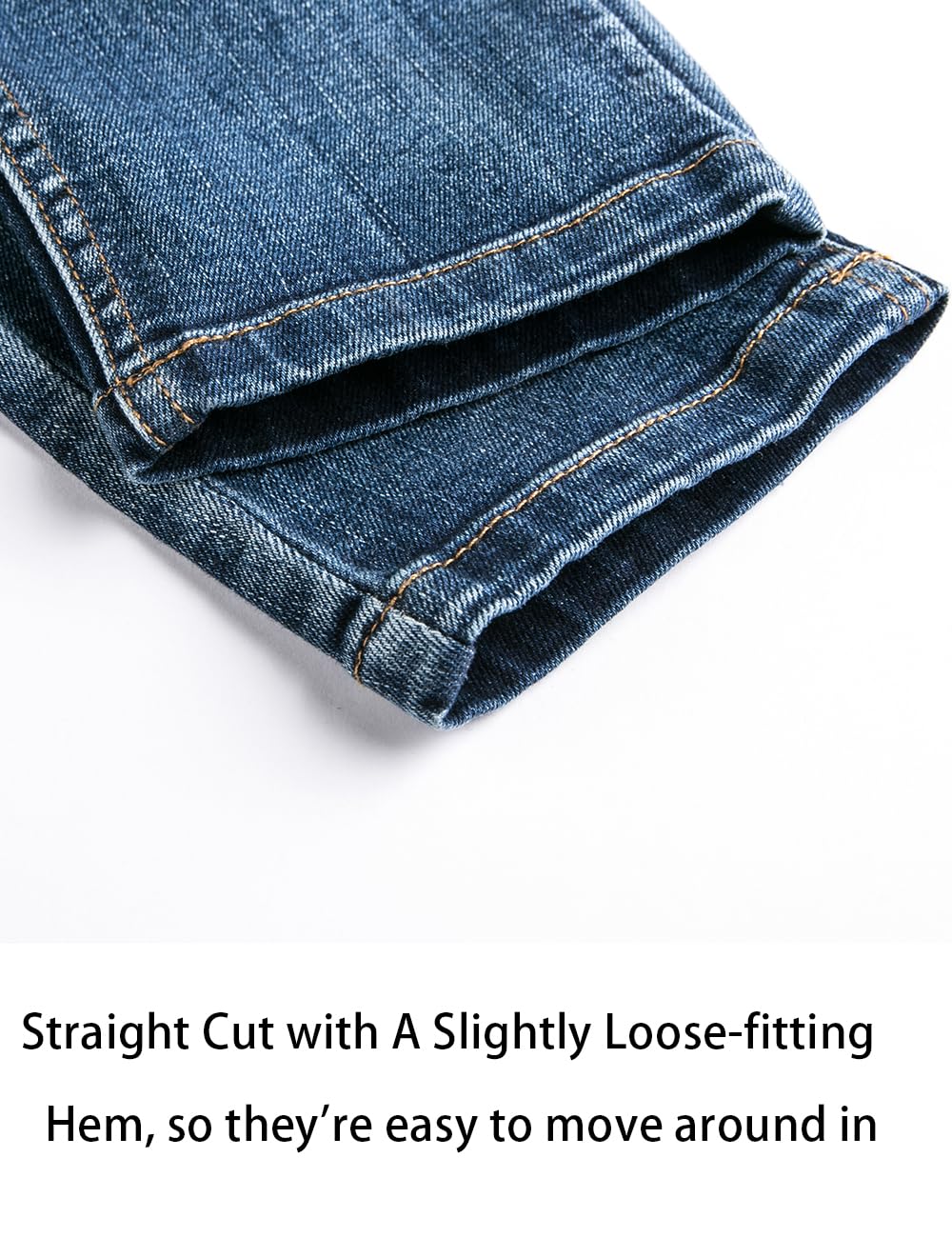Jeans en Denim pour garçons, Taille élastique côtelée Pantalon en Coton