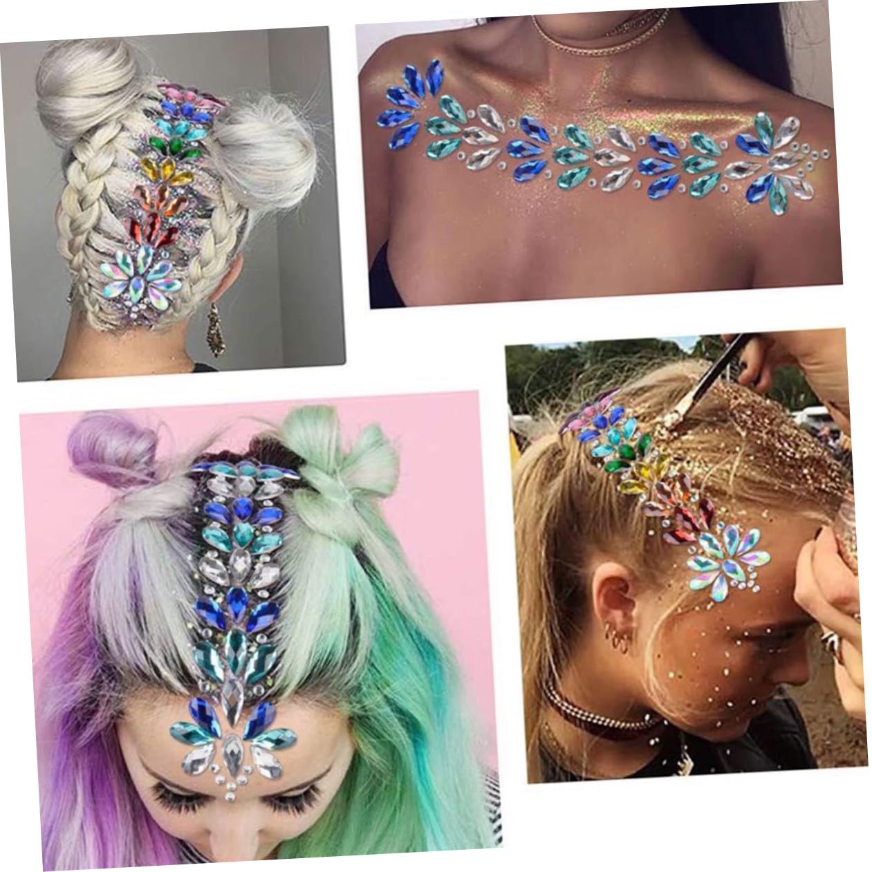 FRCOLOR 10piezas Pegatinas Para Maquillaje y Fiesta Adornos Faciales De Acrílico Para Mujeres Para y
