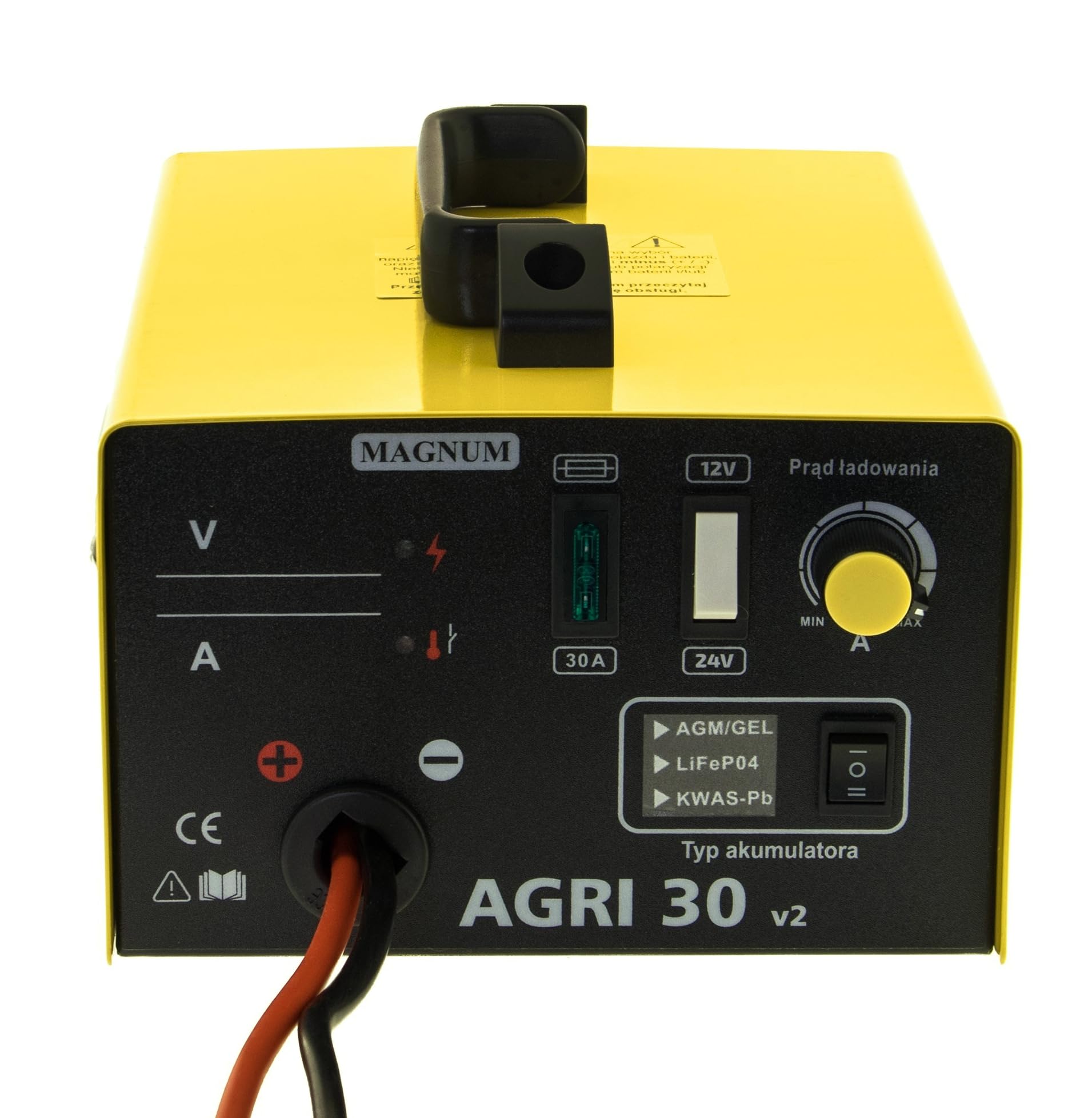Magnum AGRI 30 V2 - Caricabatterie professionale intelligente per AGM, gel, LiFePO4 & Wet con voltmetro e modalità di salvataggio