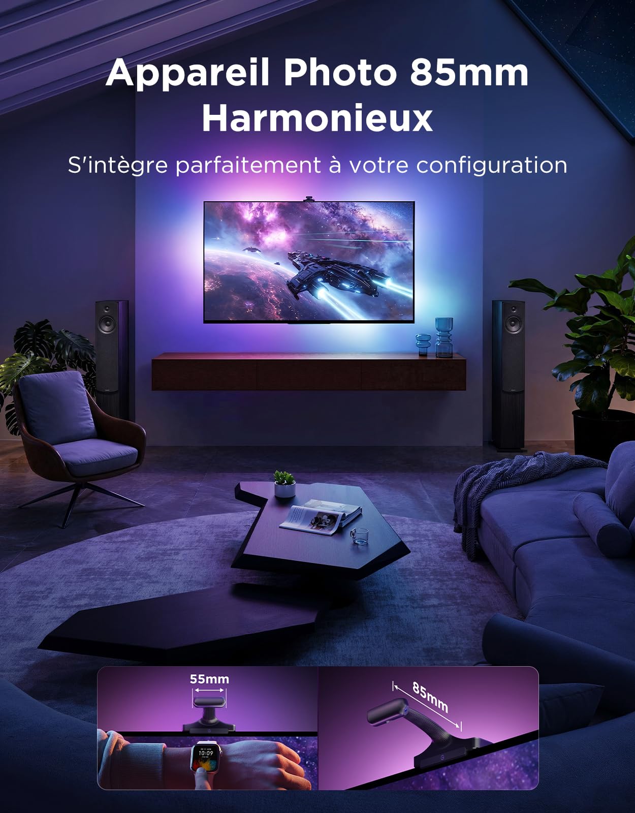 Govee Rétroéclairage TV 3 Pro Triple Caméra HDR, 5 en 1 RGBWWIC Bande LED