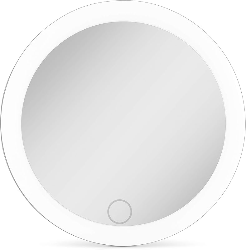 Zadro Espelho compacto redondo com LED recarregável de 10,16 cm e estojo