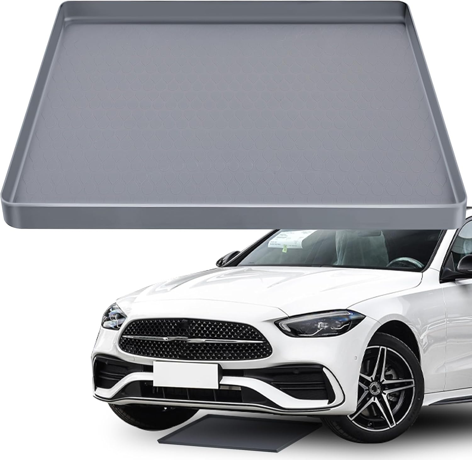 Under Car Oil Spill Mat Oil Drip Pan Garage Floor Mat Drip Tray Silicone Pad with Raised Edge Oil Drain Pan Catcher Automotive Tray Driveway Pad Liquid Leaks Non-Slip No Splatter for Floor Protector