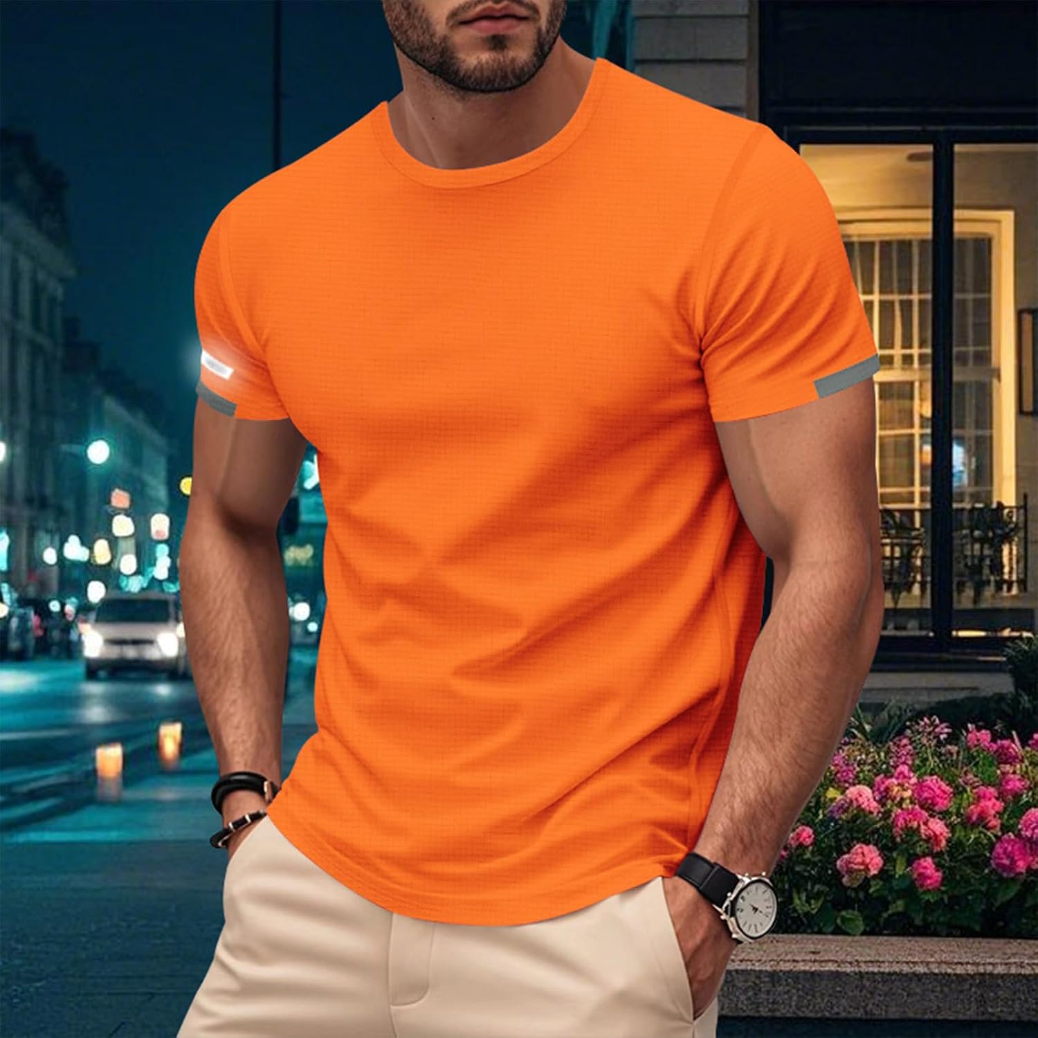 WENKOMG1 Men's Casual T Shirts Short Sleeve Stretch Athletic Workout Running Tee Shirts, M-3XL