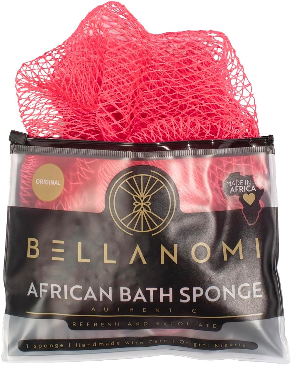 African Exfoliating Net Sponge, Authentic, Ethically sourced from Nigeria, 45 inches Long, Back Scrubber for Daily use (Pink)