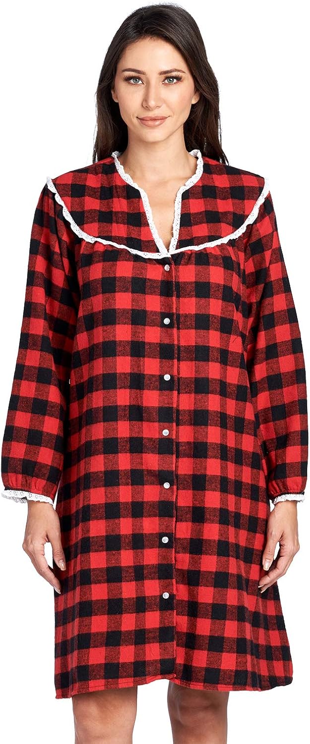 Women's flannel snap front duster Clearance