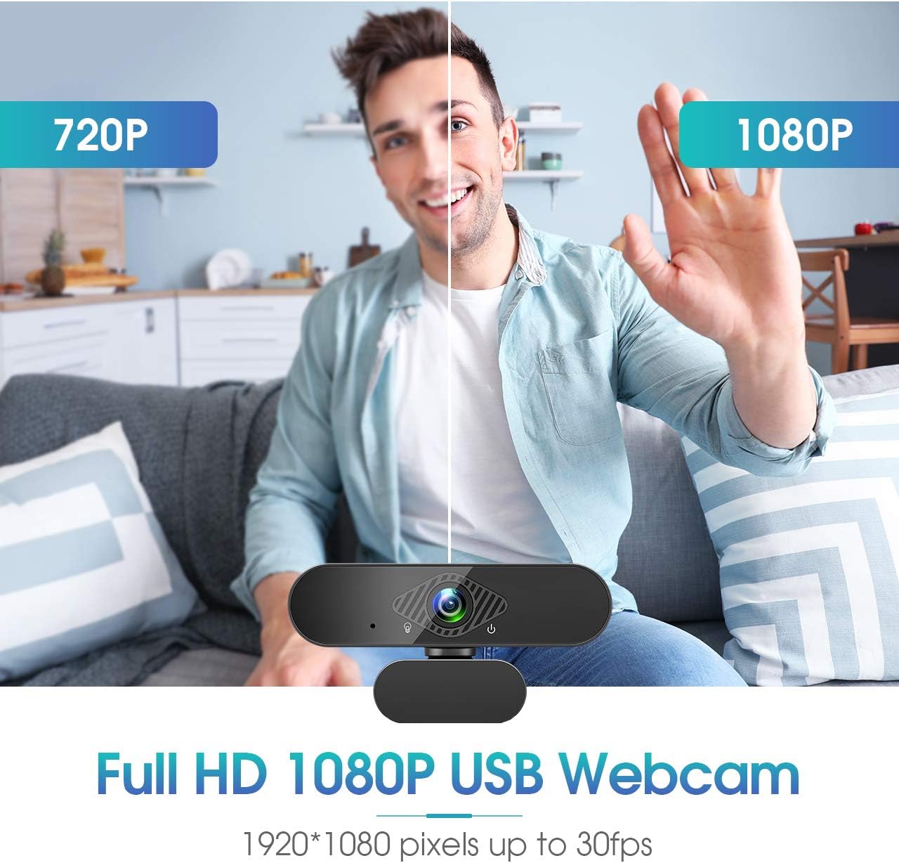 USB cam, 1080P USB cam with Microphone for PC,MAC, Laptop, Plug