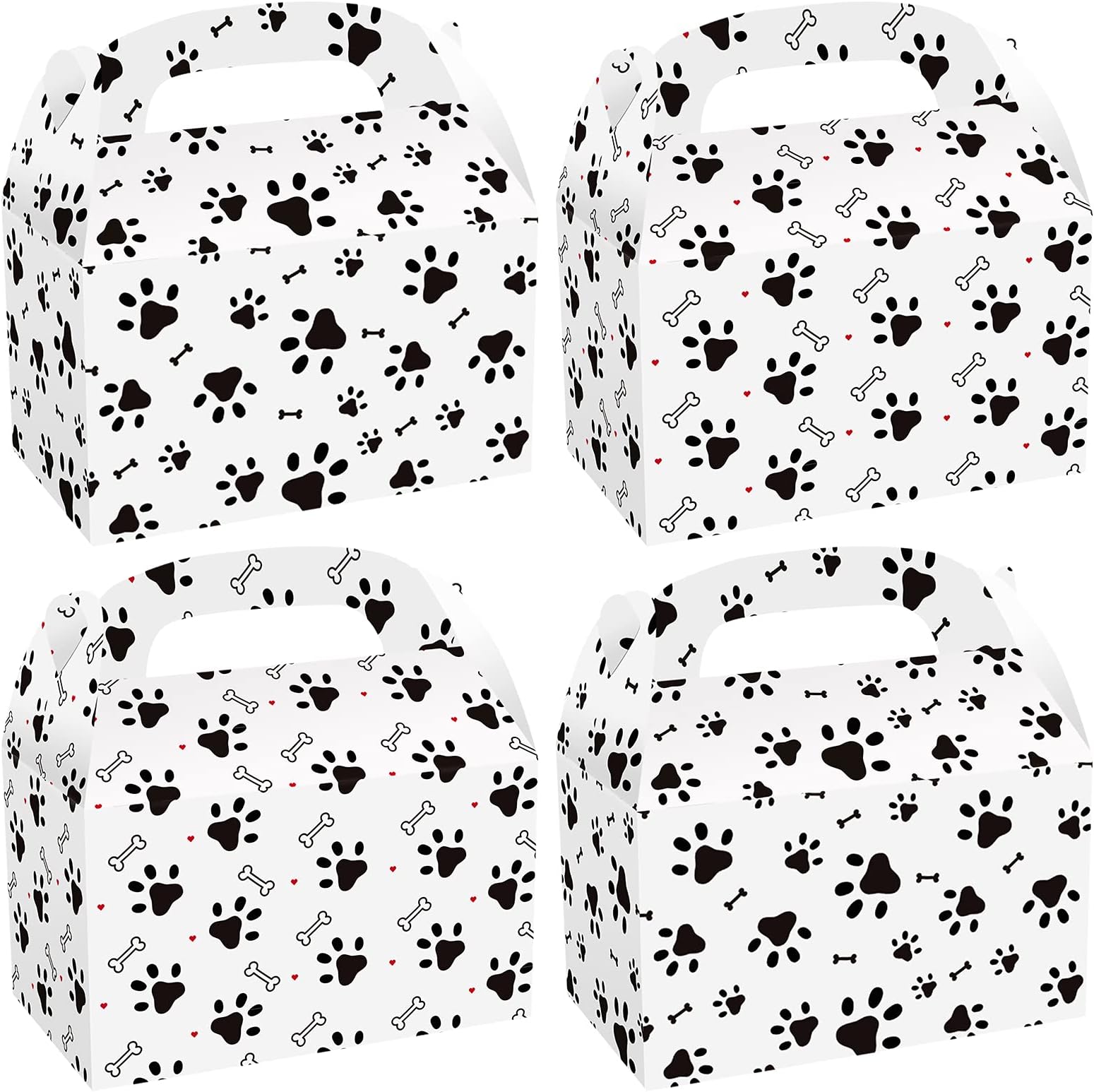 CIEOVO Gift Boxes, 24 Count Dog Paw Print Paper Bags, Puppy Theme Party Supplies for Birthday, Wedding, Baby Shower Decoration